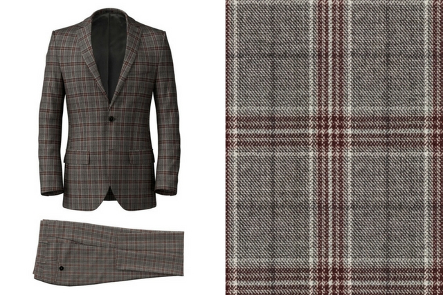 Grey Purple Check Suit