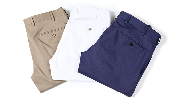 chinos pants in beige blue and white