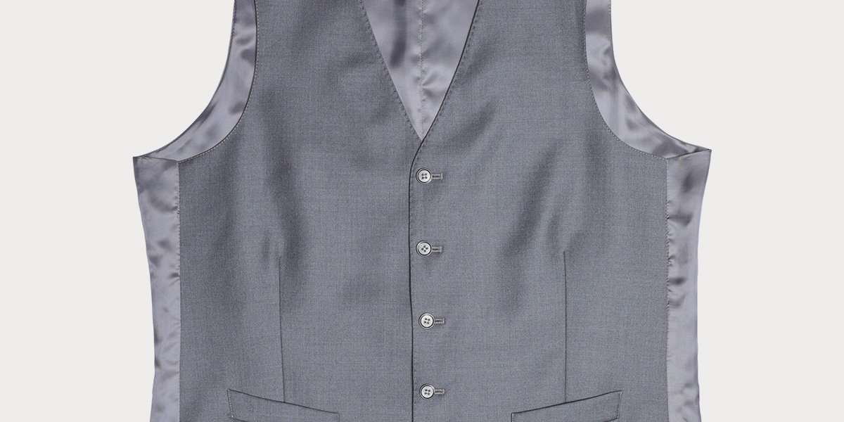 Gilet grigio monopetto a quattro bottoni