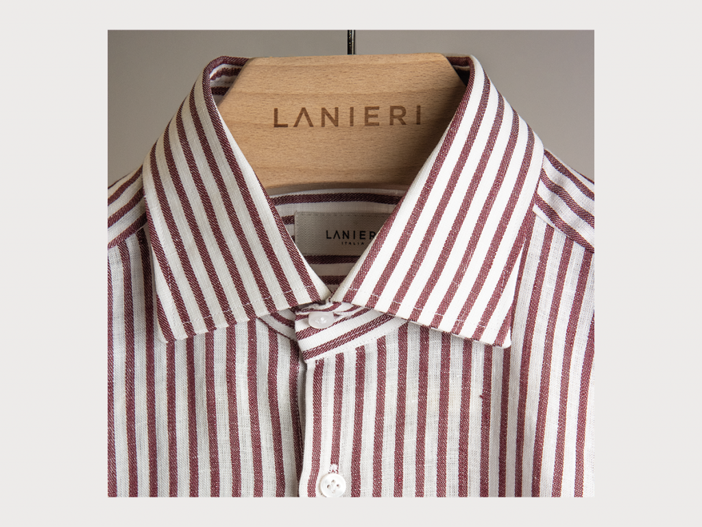 camicia no stiro a righe rosse e bianche